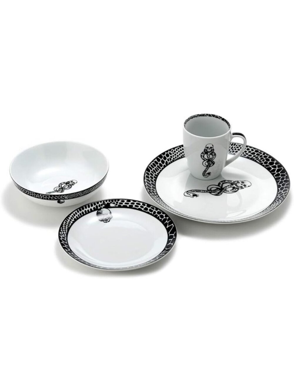 16-Piece Dark Mark Dinner Set - Porcelain Plates, Cups & Bowls for Fans